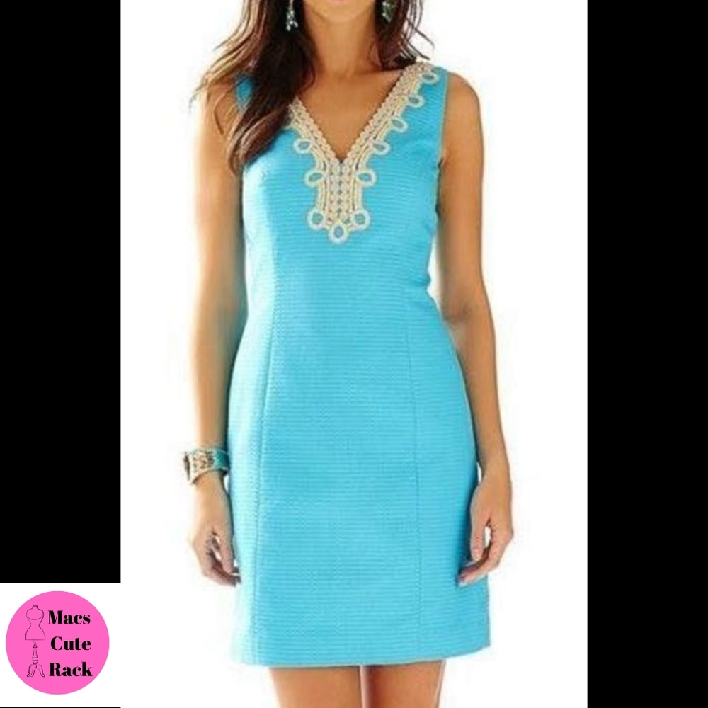Lilly Pulitzer Bentley Dress Turquoise / Gold